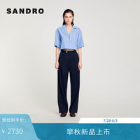 SANDRO2024早秋女装法式时尚通勤高腰直筒裤休闲裤SFPPA01536 深蓝色 38