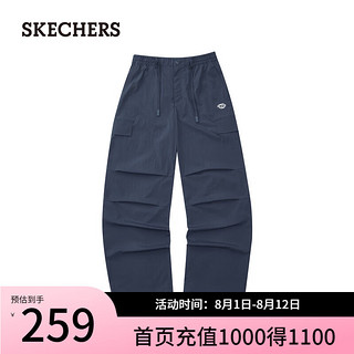 斯凯奇（Skechers）春夏女工装降落伞宽松时尚休闲长裤L224W049 奥德赛灰/026R 2XL