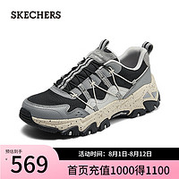 斯凯奇（Skechers）2024年夏季女鞋一脚蹬徒步运动鞋180129 黑色/灰色/BKGY 36