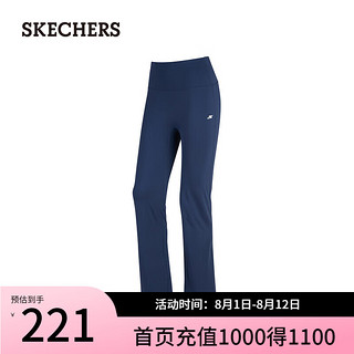 斯凯奇（Skechers）女速干吸湿紧身运动裤瑜伽弹力长裤P224W072 海军学院蓝/02MZ L