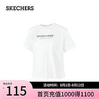 斯凯奇（Skechers）夏季女舒适短袖日常百搭圆领T恤P224W049 亮白色/0019 XL