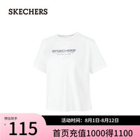 斯凯奇(Skechers)夏季女舒适短袖日常百搭圆领T恤P224W049 亮白色/0019 S