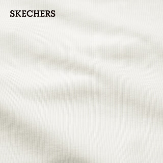 斯凯奇（Skechers）夏季女短袖圆领黑色舒适修身T恤L224W064 棉花糖白/0074 L