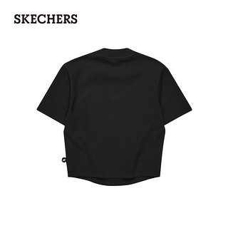 斯凯奇（Skechers）夏季女短袖圆领黑色舒适修身T恤L224W064 碳黑/0018 M