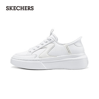 斯凯奇（Skechers2024年夏季女鞋时尚板鞋厚底休闲鞋 白色/WHT 40