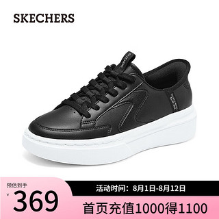 斯凯奇（Skechers2024年夏季女鞋时尚板鞋厚底休闲鞋 黑色/白色/BKW 38