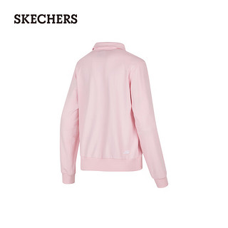 斯凯奇（Skechers）女子针织套头卫衣POLO领百搭舒适长袖衫P224W034 童话粉/00P2 XL