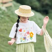 【纯棉立体花朵】女童短袖T恤2024夏季童装宽松透气上衣