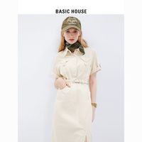 Basic House/百家好牛仔连衣裙女季工装收腰显瘦牛仔裙