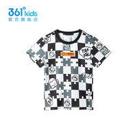 361°361度童装男童短袖针织衫2024年秋季小童T恤 经典黑 120cm