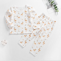 ORANGE PUDDING 香橙布丁 男女童通用圆领长袖秋衣秋裤 6658 2件套 梅花鹿 100码