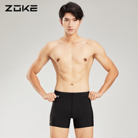 洲克（ZOKE） 泳裤男平角防氯专业竞赛游泳训练男士泡温泉防尴尬游泳裤 黑色_ L