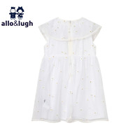 allo&lugh阿路和如童装女童夏季连衣裙可爱小花公主裙 白色