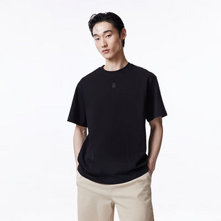 杰克·琼斯（JACK&JONES）新宽松纯棉舒适简约时尚胸前肌理感字母胶印短袖T恤男款224201058 黑色S03 常规 黑色S03 190/108A/XXL