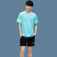 蝴蝶球衣乒乓球运动服 乒乓球服男羽毛球服运动套装男短袖上衣速干裤裙 A5122绿色 男款套装 XL