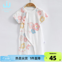 真维斯婴童装2024夏季新款 新生儿连体衣纯棉薄款哈爬服PS 粉红8340