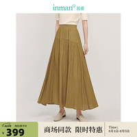 茵曼（INMAN）法式垂感半身裙2024秋女装高腰显瘦A字长裙 榄棕色 S