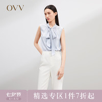OVV春夏22MM弹力双乔前襟飘带无袖真丝上衣GNSCJ21001A