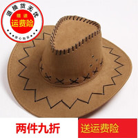 星际狼西部牛仔帽通用夏户外遮阳帽草原蒙古帽骑士帽旅游帽子舞台道具帽 金铜 儿童款