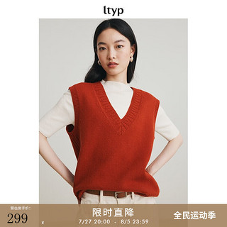 旅途原品（ltyp）马甲女经典百搭羊毛V领背心夏季显瘦黑色针织马甲-知己 桔红色- M(160cm)