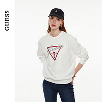 GUESS 24年秋季女士经典三角logo休闲长袖卫衣-W4PP78K2Q45 G011-奶白色 XS