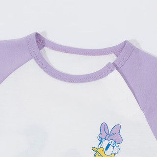 迪士尼宝宝（Disney Baby）女童短袖包屁衣纯棉透气婴幼儿爬服哈衣抱衣24年夏 本白/糖果紫 66