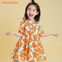 balashoppe童装女童连衣裙纯棉小清新印花公主裙小童宝宝仙女裙夏
