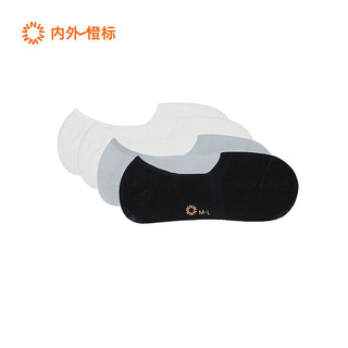内外 NEIWAI橙标4双装男士/女士抗菌隐形袜防滑不掉跟轻薄浅口船袜 男士-白色/棕米色/靛蓝色/浅灰色 F