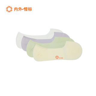 内外 NEIWAI橙标4双装男士/女士抗菌隐形袜防滑不掉跟轻薄浅口船袜 男士-白色/棕米色/靛蓝色/浅灰色 F