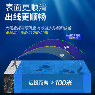 海龙王pe线鱼线路亚抛投海竿大力马口钓渔线超强拉力耐磨顺滑远投PE 9十米一色100米 0.6#