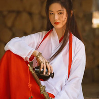 夕洛茜汉服古装女改良飘逸超仙中国风武侠至尊宝紫霞仙子演出礼服
