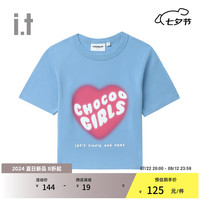:CHOCOOLATEit 女装合身短款短袖T恤2024夏季青春活力1874XUM BLX/蓝色 S
