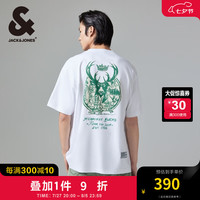 杰克·琼斯（JACK&JONES）秋季男士NBA联名雄鹿队宽松休闲运动圆领短袖T恤224301005 本白色A06 本白色A06 170/92A/S