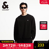 杰克·琼斯（JACK&JONES）男装衣服秋季宽松圆领罗纹袖口肌理提花面料百搭长袖卫衣男 黑色E40 常规 黑色E40 170/92A/S