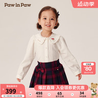 PawinPaw卡通小熊童装2024年秋冬新款女宝女孩衬衫 Ivory象牙色/39 1
