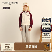 Teenie Weenie Kids小熊童装24秋季新款女童可爱短款插肩连帽卫衣 酒红色 1