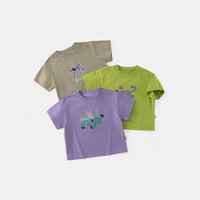 齐齐熊 cicibear男童短袖t恤夏季薄款儿童圆领宝宝T休闲灰色酷 奶灰色 73cm