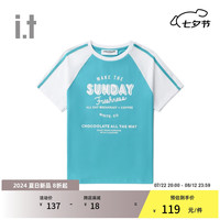 :CHOCOOLATE it 女装插肩袖拼色T恤2024夏季复古时尚100030 BLX/蓝色 M