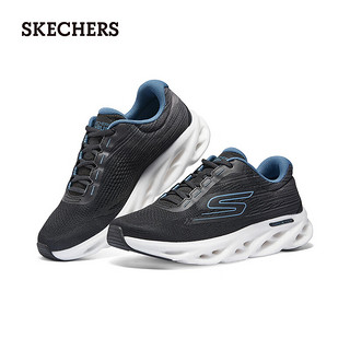 斯凯奇（Skechers）夏季女鞋缓震回弹跑步鞋耐磨休闲运动鞋129501 黑色/蓝色/BKBL 35