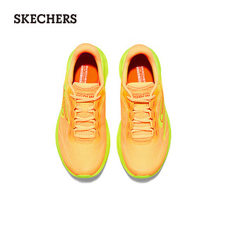 斯凯奇（Skechers）夏季女鞋缓震回弹跑步鞋耐磨休闲运动鞋129501 橙色/黄色/ORYL 39.5