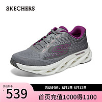 斯凯奇（Skechers）夏季女鞋缓震回弹跑步鞋耐磨休闲运动鞋129501 灰色/紫色/GYPR 36