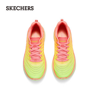 斯凯奇（Skechers）2024年夏季女鞋缓震跑步鞋运动鞋129347 粉红色/柠檬色/PKLM 37.5