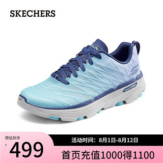 斯凯奇（Skechers）2024年夏季女鞋缓震跑步鞋运动鞋129347 蓝色/湖绿色/BLAQ 40