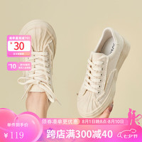 卓诗尼2024新款帆布鞋休闲舒适系带经典时尚百搭运动女鞋板鞋