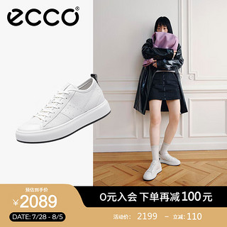 爱步（ECCO）板鞋女 24年夏季简约百搭厚底牛皮休闲鞋 街头856813 白色85681350874 40