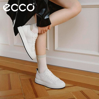 爱步（ECCO）板鞋女 24年夏季简约百搭厚底牛皮休闲鞋 街头856813 白色85681350874 40