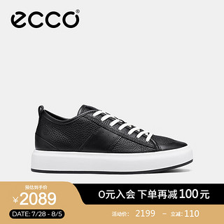 爱步（ECCO）板鞋女 24年夏季简约百搭厚底牛皮休闲鞋 街头856813 黑色85681351052 39