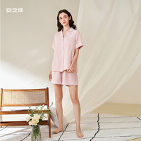 安之伴睡衣女夏季【罗芙棉】薄款清爽透气可外穿短袖短裤开衫家居服套装 A豆沙-女 L