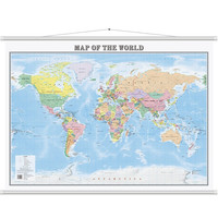 【英文版】世界地图挂图 Map of the World 尺寸1.1米*0.8米 无拼缝 正哑背