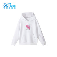 361°361度童装女童连帽卫衣2024年秋季中大童卫衣 本白 150